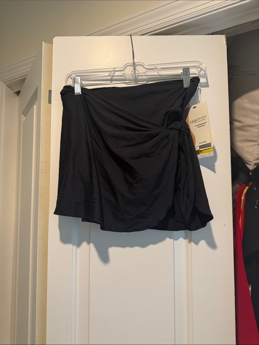 Women's Black Swim Sarong Wrap with Side Tie